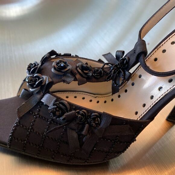 Yves St. Laurent -YSL- Black beaded evening heel. Brand New - size 10.5 - Picture 12 of 15